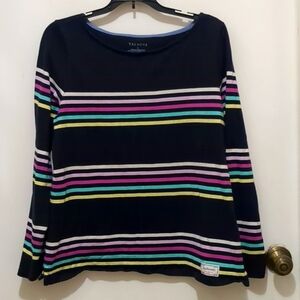 Talbots Women Authentic T-shirt Blue stripe long sleeve 100% Cotton